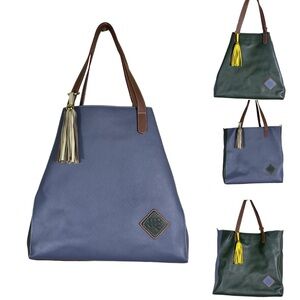 ClaudiaG  Jester Leather Tote Slate Gray/Olive Green